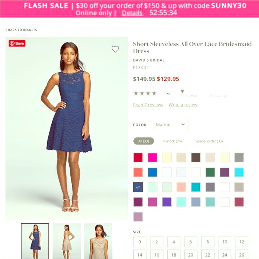 Royal blue allover lace bridesmaids dress